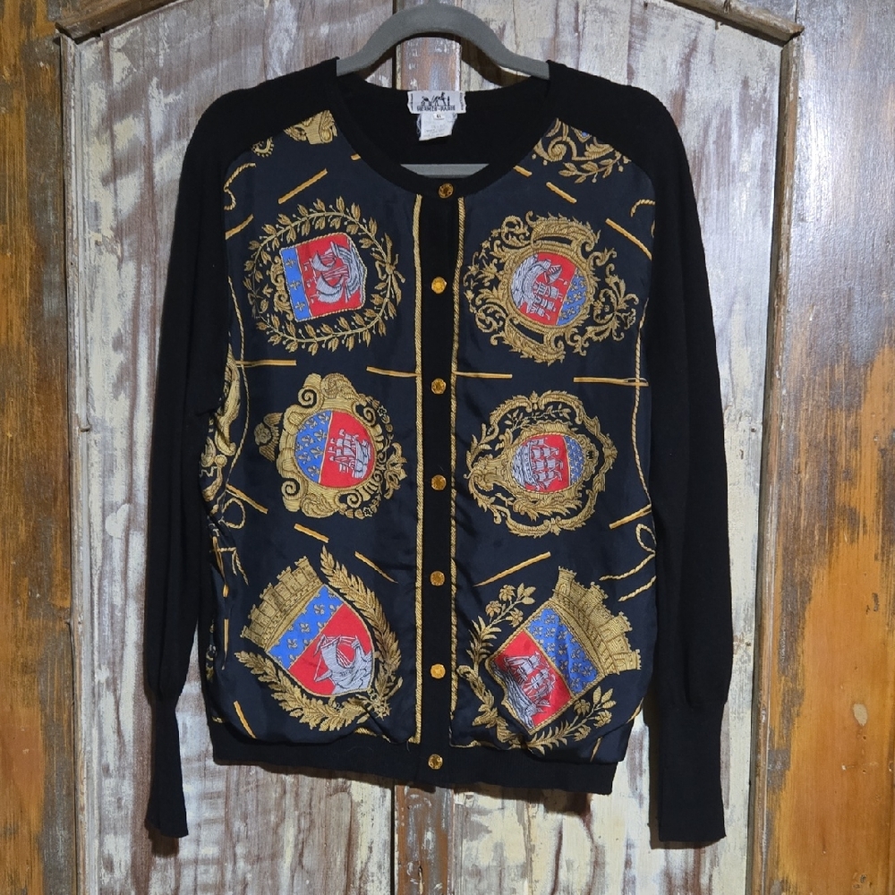 Hermes Black and Gold Cardigan